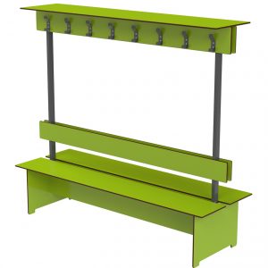 compact bench with backsplash, smooth hooks and packet holder